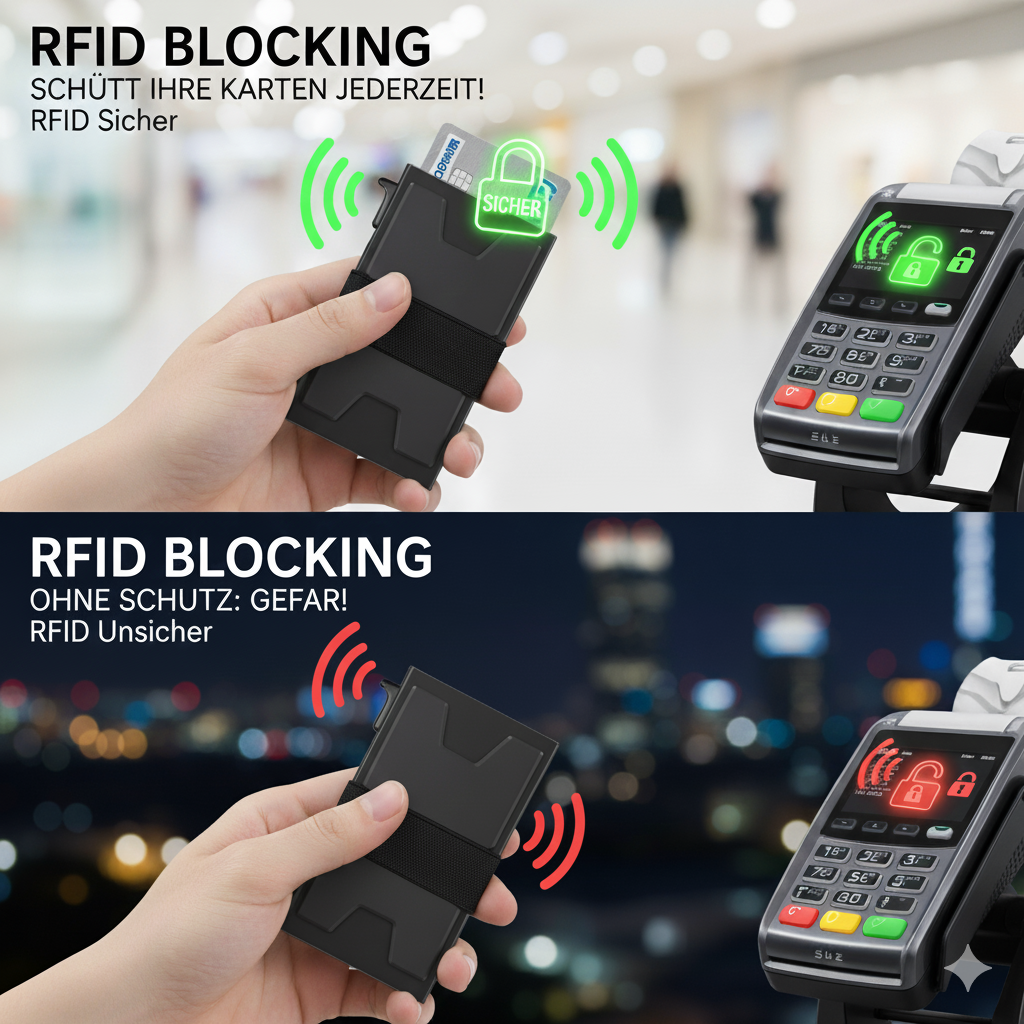 Minimalistisches Metall-Portemonnaie für Herren — Pop-Up Kartenetui, Slim Kreditkartenhalter